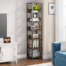 Tribesigns Way To Origin Frailey 75 In Rustic Brown 6 Shelf Tall Narrow Bookcase Bookshelf Storage Rack With Metal Frame For Home Office
