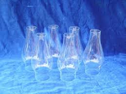 Set Of 6 Glass Lamp Chimneys Vintage