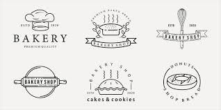 Set Of Bakery Logo Line Art Simple