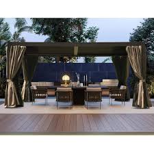 10 Ft X 13 Ft Brown Louvered Roof Pergola