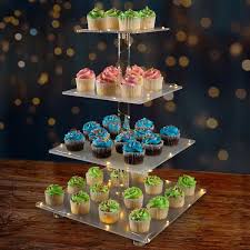 Great Northern Popcorn 4 Tier Square Cupcake Stand With Led Lights