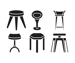 Bar Stool Chair Icons Set Ilration