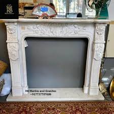 Stone White Marble Fireplace Mantel At