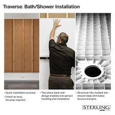 Sterling Traverse 60 In X 30 In X 72 25 In Single Threshold Left Hand Shower Base With Shower Walls In White
