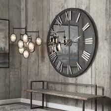 Wall Clock Oversize Modern Mirror Glass