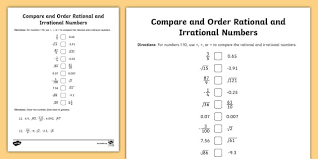 Order Rational And Irrational Numbers