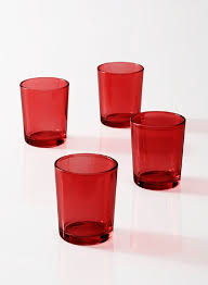 Red Glass Votive Candle Holders