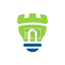 Castle Light Bulb Logo Icon Green