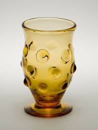Webb Bulls Eye Art Deco Amber Glass Vases