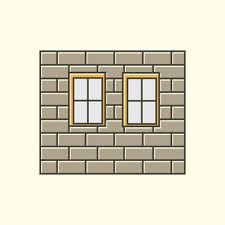 Windows With Stone Wall Vintage Logo