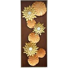 Golden Lotus Metal Wood Wall Art