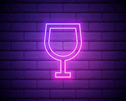 Wine Glass Glowing Colour Neon Of