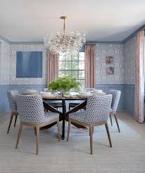 Blue Block Print Dining Chairs With