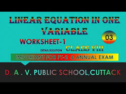 Solving Linear Equations Worksheet 1