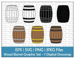 Wood Barrel Vector Clipart Set