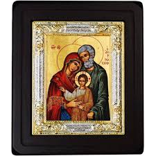 Icon Of The Holy Family Silver Plated