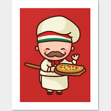 Cute Italian Pizza Chef Cartoon