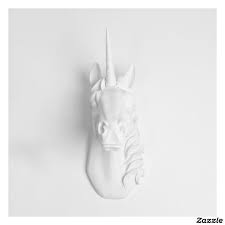 White Wall Décor Faux Unicorn Head Made
