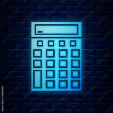 Glowing Neon Calculator Icon Isolated