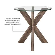 Natural Xbase Side Table With Glass