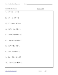 Worksheets For Solving Quadratic Equations