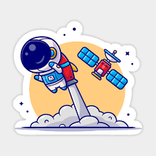 Cute Astronaut Flying With Rocket And