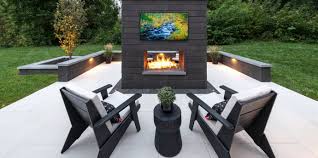 Sleek Outdoor Modern Fireplace Wall