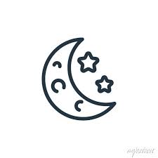 Linear Moon Outline Icon Isolated