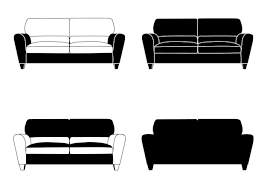 Set Silhouette Outline Sofa Couch Couch