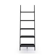 Furniture Of America Zoeah 72 In Black Wood 5 Shelf Ladder Bookcase