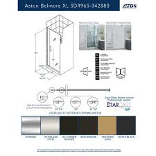 Aston Sdr965fruw Mb 342880 Belmore Xl 33 25 34 25 In X 80 In Frameless Hinged Shower Door With Ultra Bright Frosted Glass Frame Finish Matte