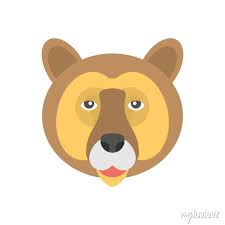 Bear Head Icon In Flat Design Style