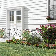 24 4 In H X 23 6 In W Black Metal Garden Fence Panel Outdoor Rustproof Decorative Garden Fence 5 Pack