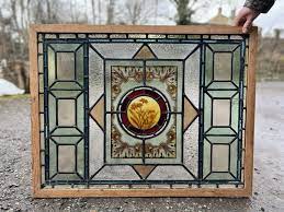 Antique Stained Glass Window Painted