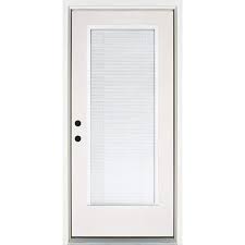 Mp Doors 36 In X 80 In Smooth White Right Hand Inswing Full Lite Blinds Glass Finished Fiberglass Prehung Front Door