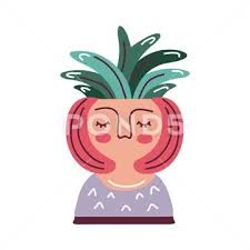 House Plant In Pot With Face Woman