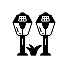 Solar Garden Lights Icon In Vector