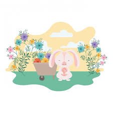 Easter Bunny With Landscape Isolated Icon