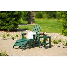 Durogreen Icon Forest Green Recycled Folding Plastic Adirondack Chair 3 Piece