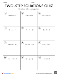 And Subtraction Equations Worksheet