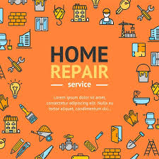 Home Repair Round Design Template Line