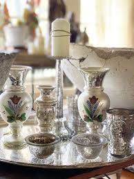 Antique Mercury Glass Candlestick Pair