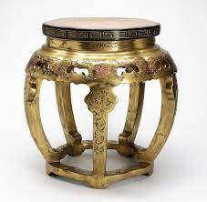 Sold Gold Painted Asian Garden Stool