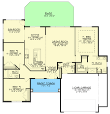 3 Bed Ranch Home Plan With Sunroom