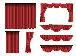 Curtains Made Of Red Fabric Cartoon
