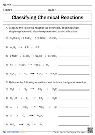 Reaction Worksheet Answers