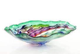 Green Wave Art Glass Bowl United