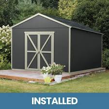 Professionally Installed Rookwood 10 Ft X 10 Ft Backyard Wooden Storage Shed With Onyx Black Shingles 100 Sq Ft