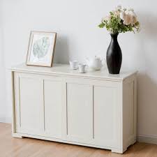 Forclover White Kitchen Cabinet Sideboard Cupboard Storage With Sliding Doors