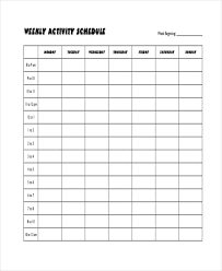 Blank Workout Schedule Template 8